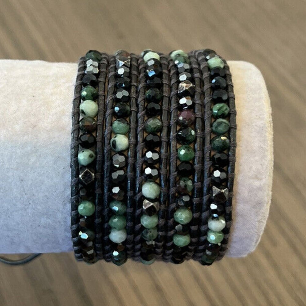 New Authentic Chan Luu Ruby Zoisite Mix Five Wrap Bracelet